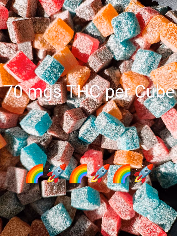 High Strength THC Infused Gummie Cubes 70mgs image